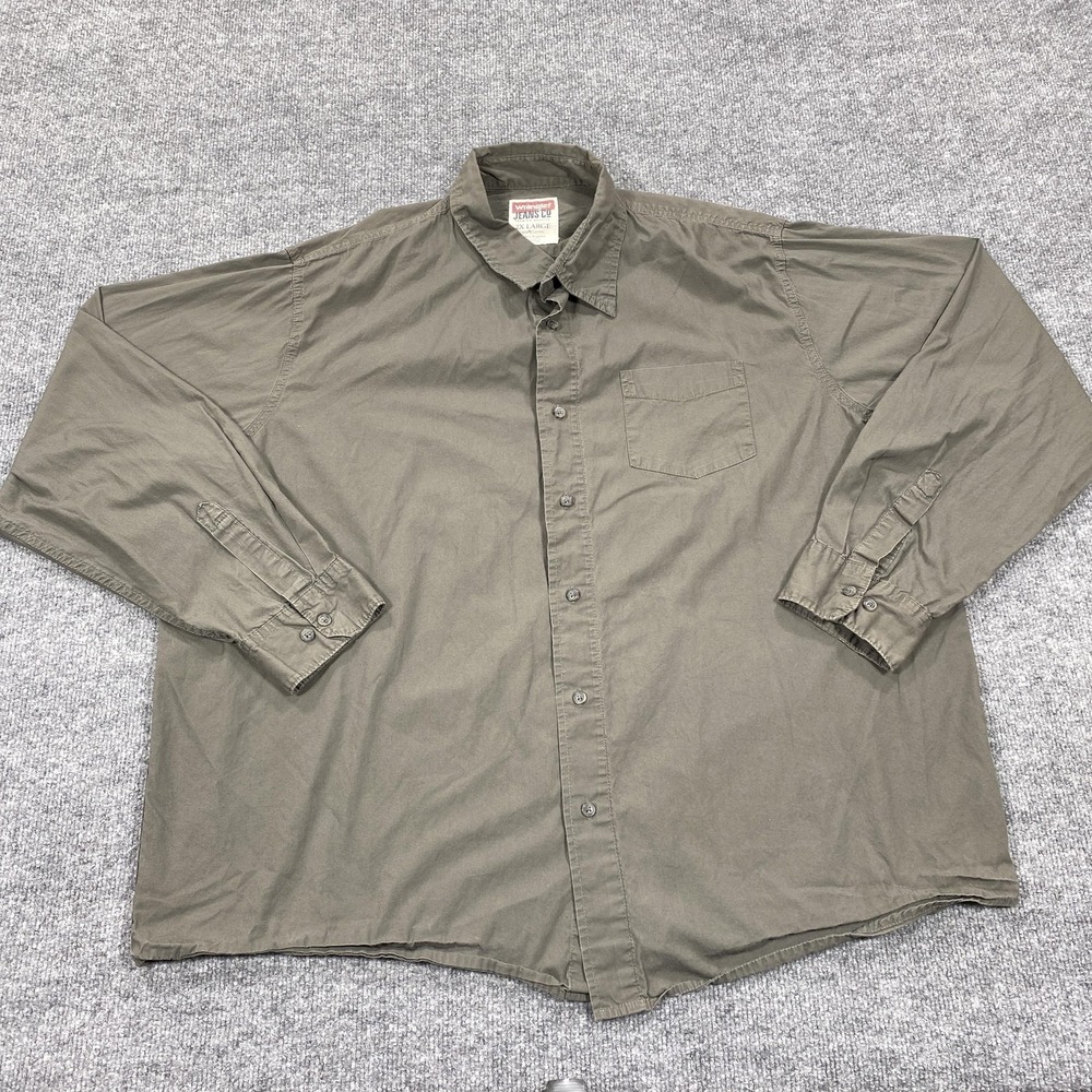 Wrangler Shirt Mens 2XL Green Long Sleeve Button Up Cotton Relaxed Casual